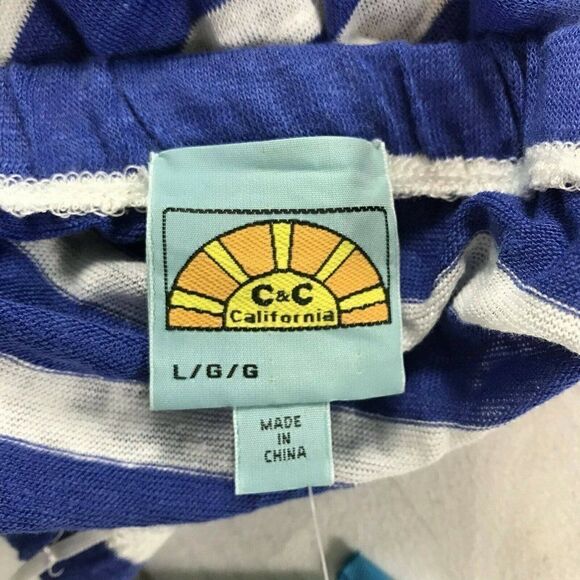 C&C California Womens Blue White Striped Strapless One Piece Romper Size Large - Picture 7 of 10